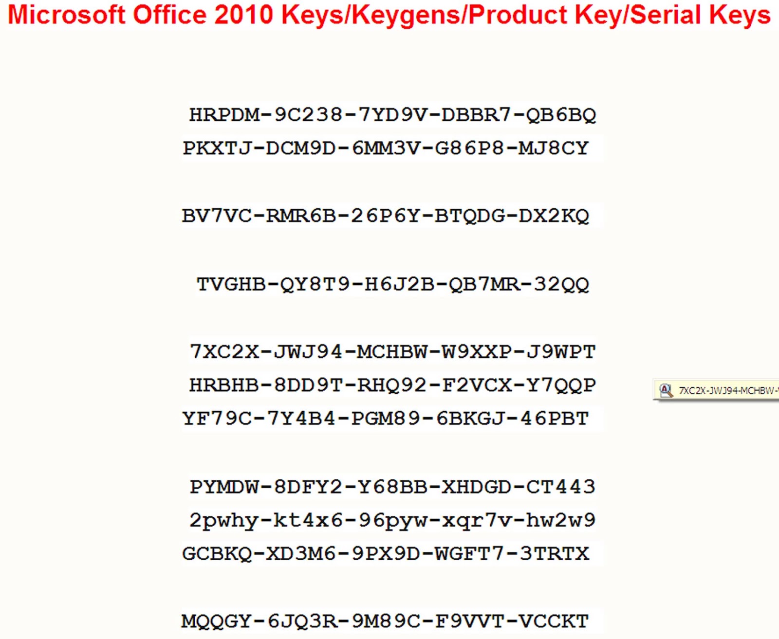 serial key for office 2010 professional
